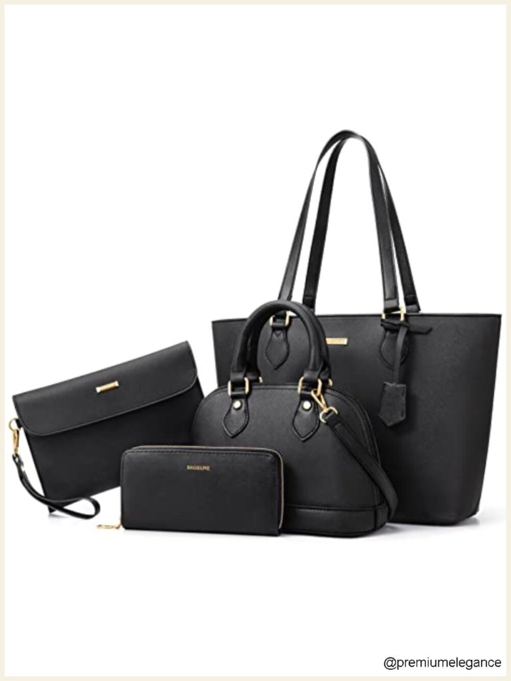 4-Piece Faux Leather Handbag Set Tote Crossbody Shoulder Bag
